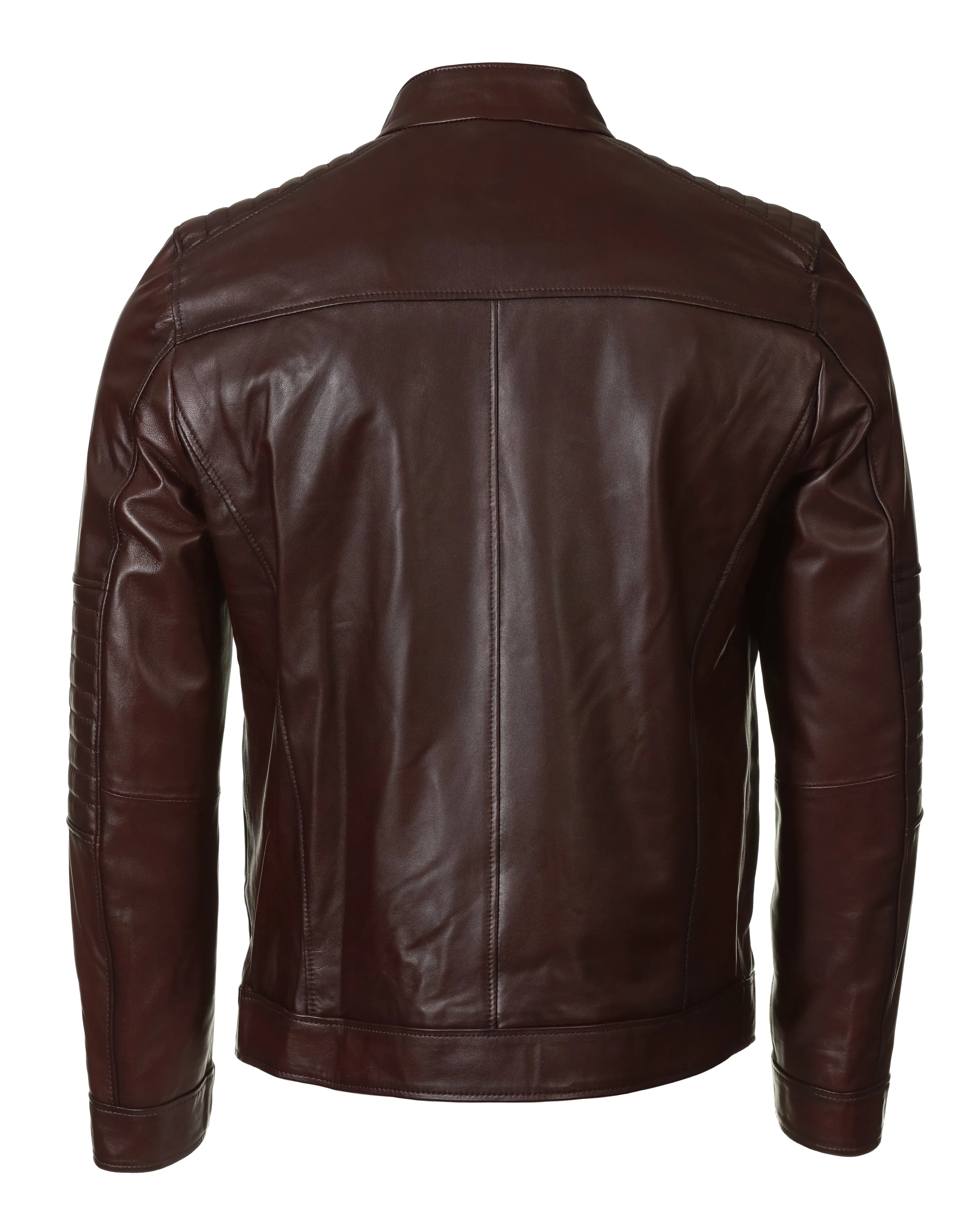 Cafe Racer Leather Jacket - Chocolate Brown