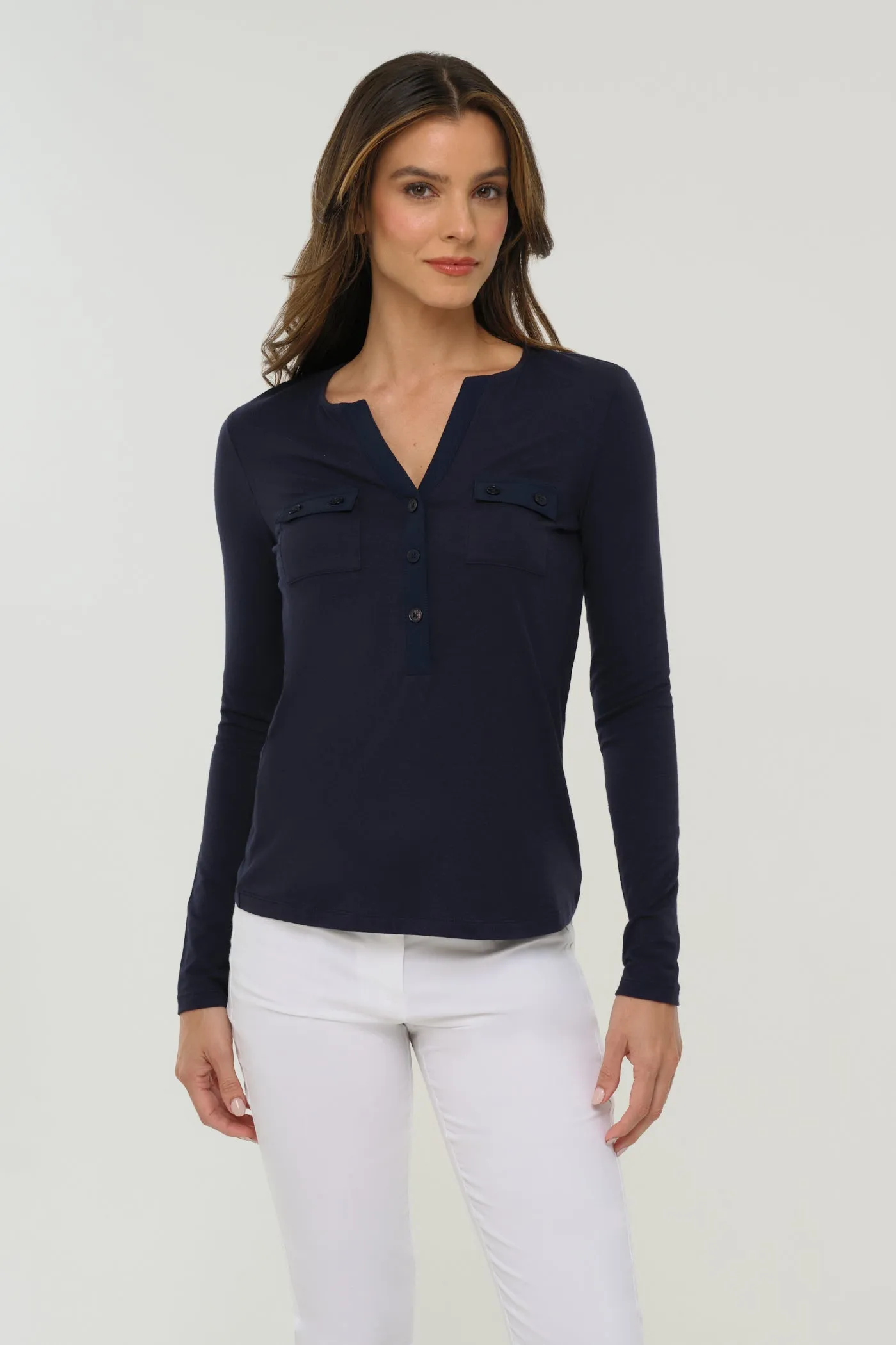 Calista Roll up Henley Top