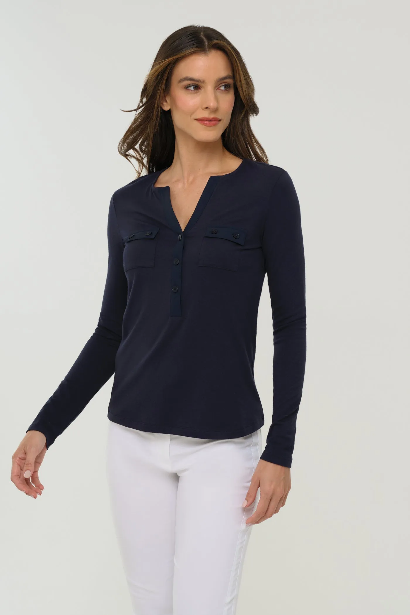 Calista Roll up Henley Top