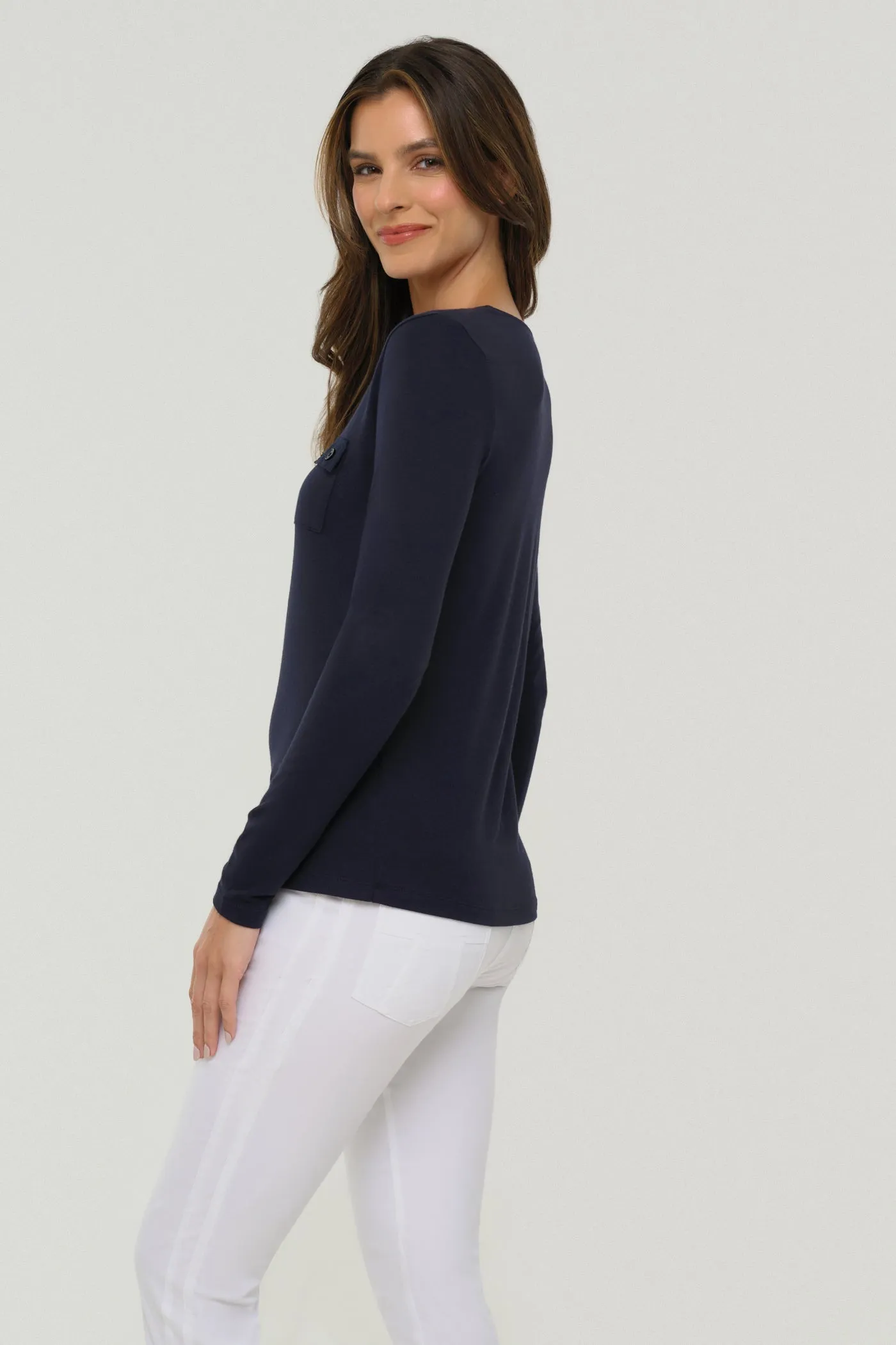 Calista Roll up Henley Top