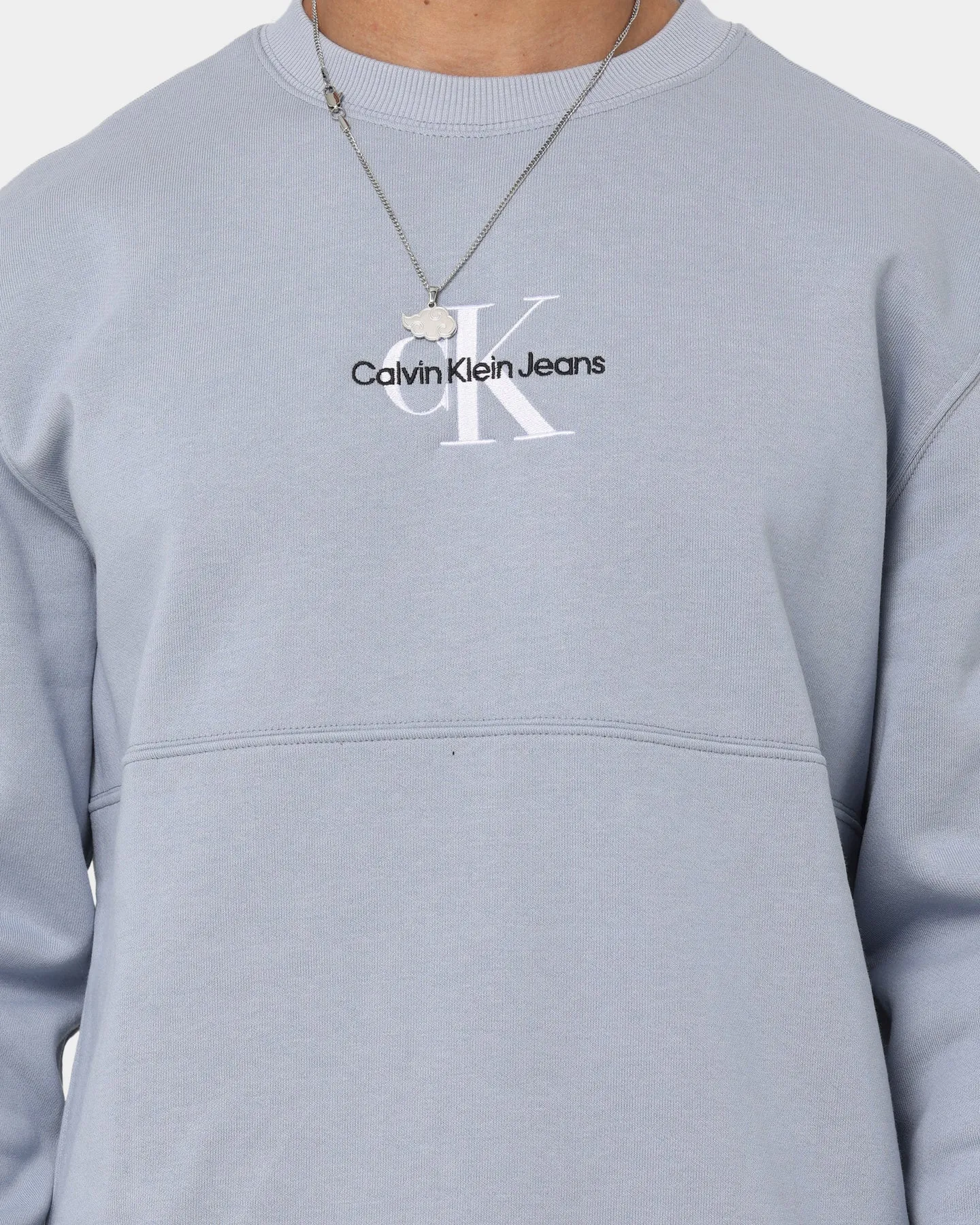 Calvin Klein Monogram Logo Crewneck Silver Sky