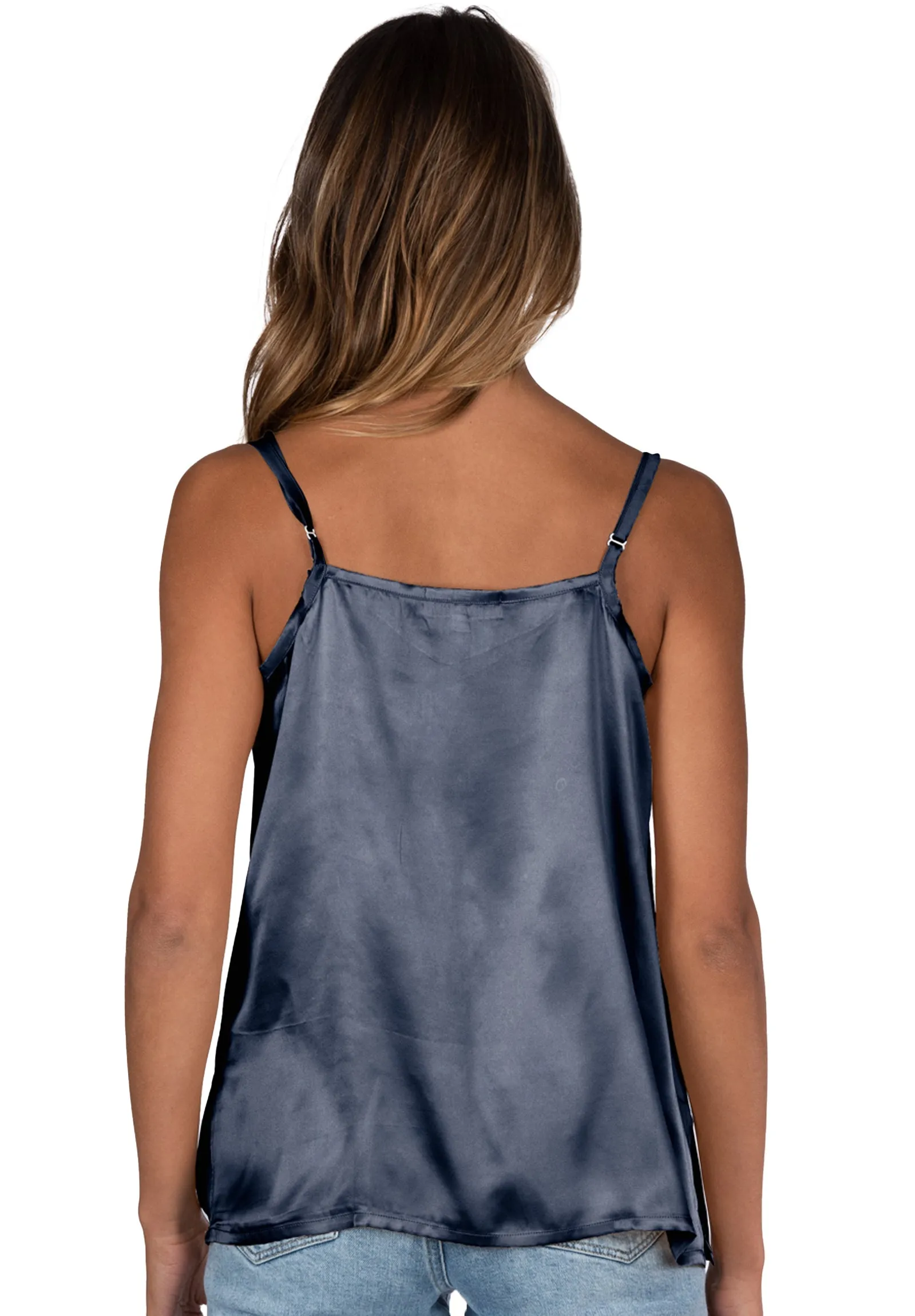 Cami-Silk Avio Blue 100% Satin Silk Camisole