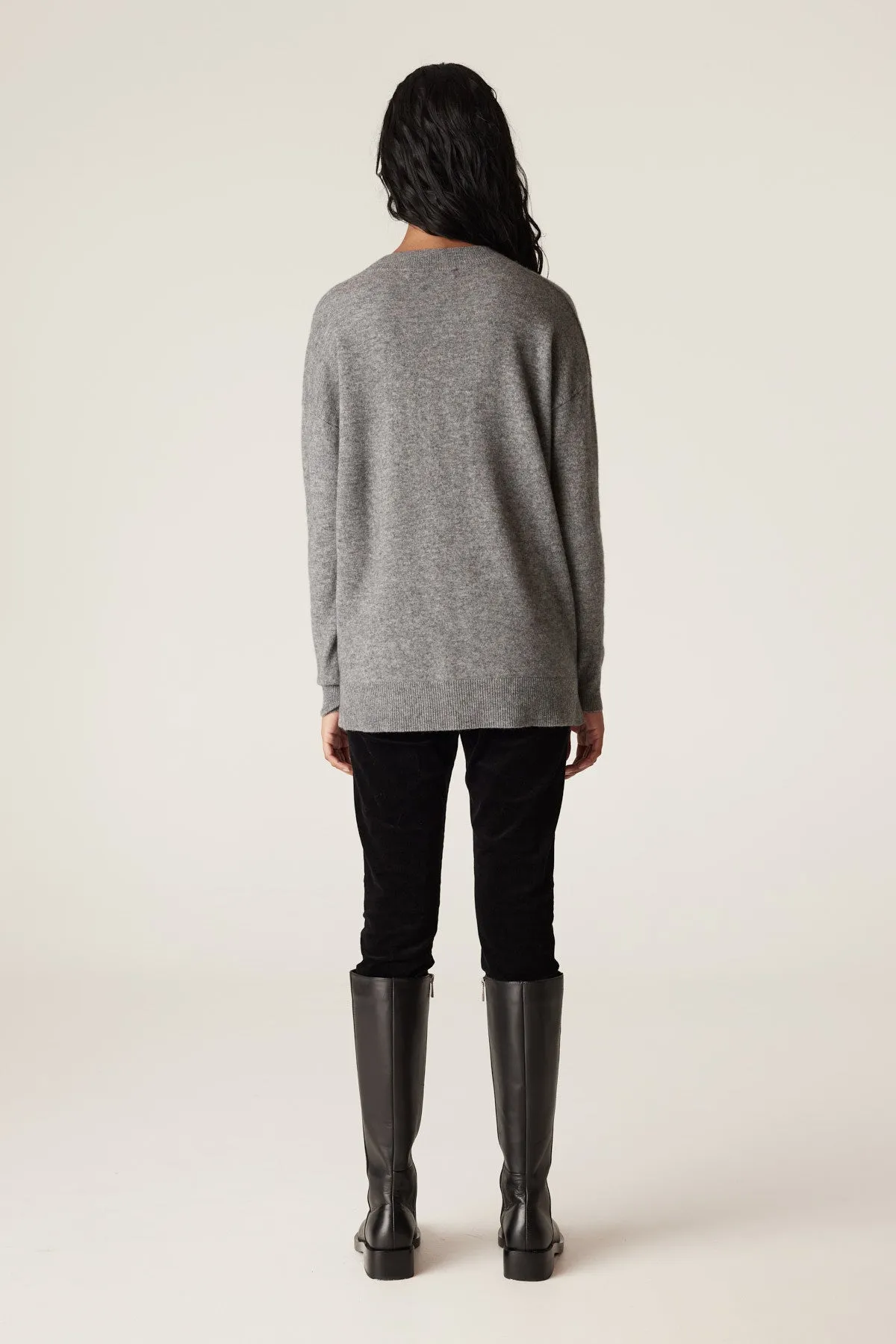 Cashwool V Jumper - Grey