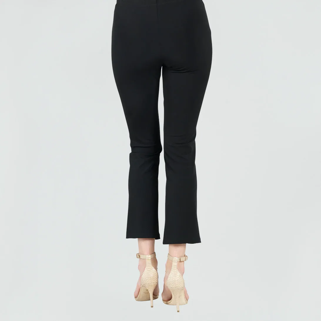 Center Seam Front Slit Ankle Pant - Black