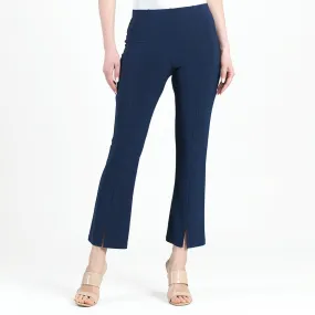 Center Seam Front Slit Ankle Pant - Navy