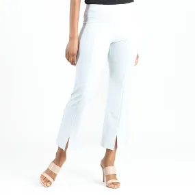 Center Seam Front Slit Ankle Pant - White