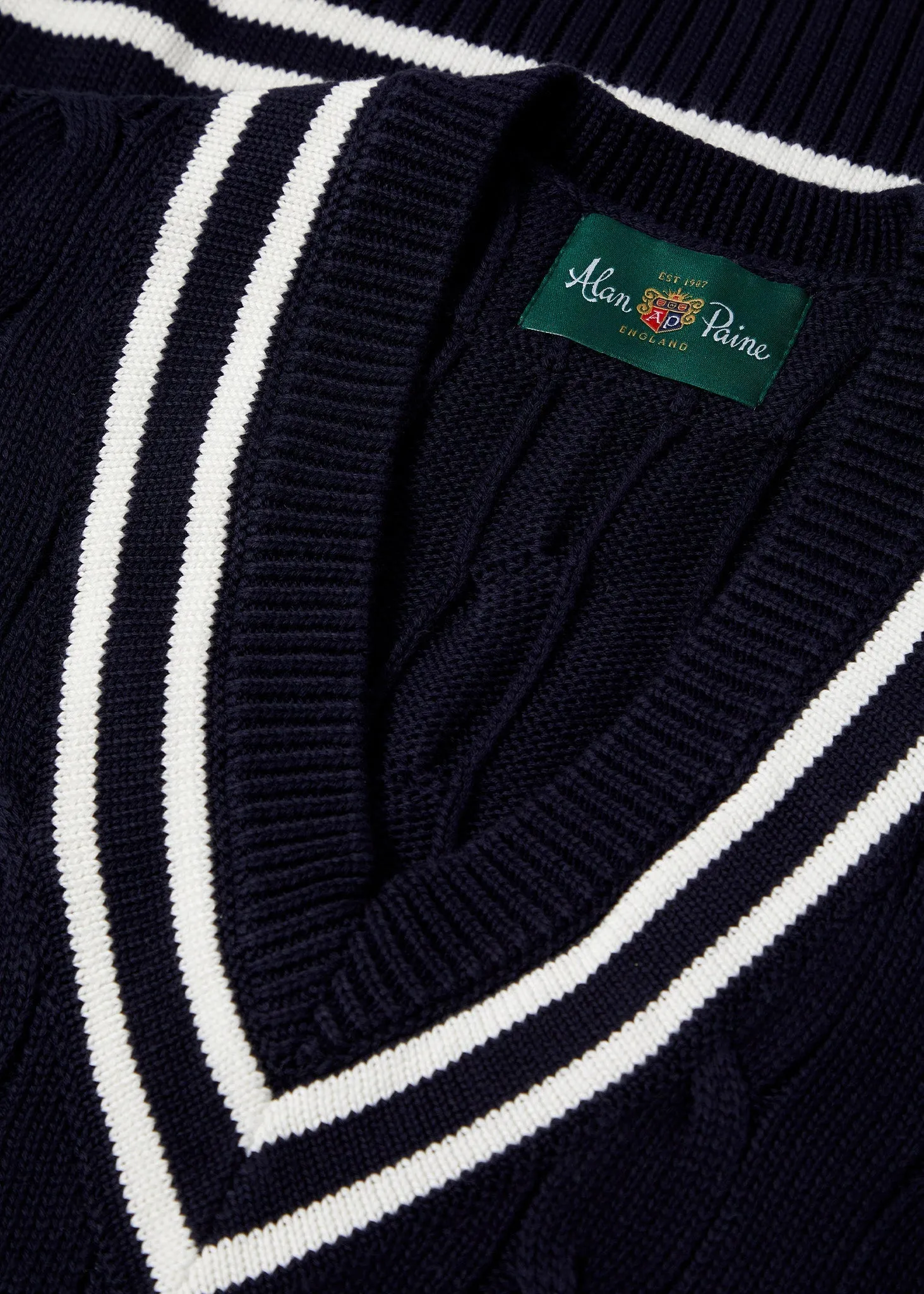 Chadbury Cable Cricket Slipover In Dark Navy