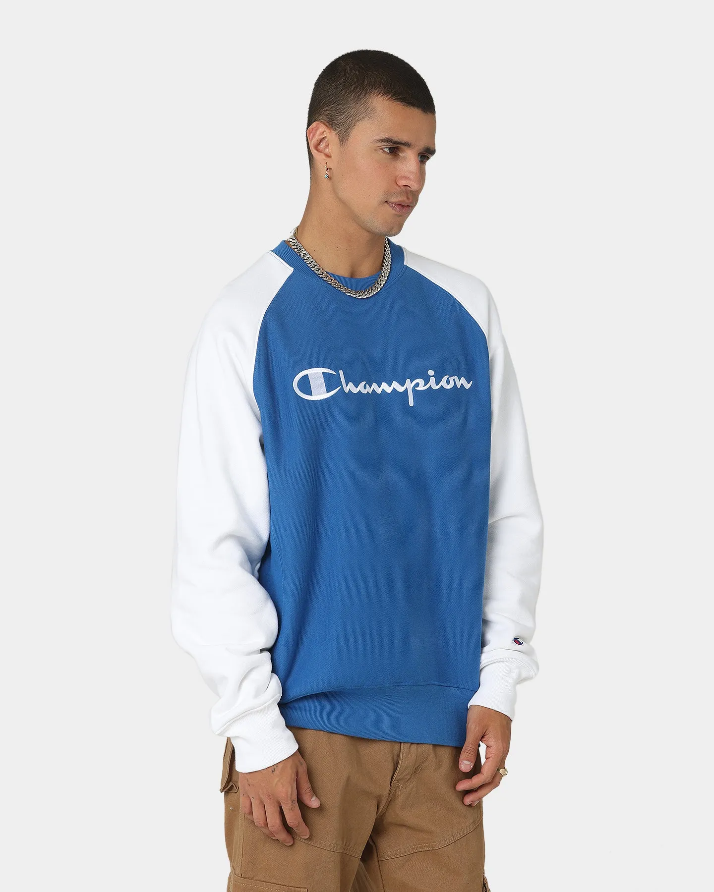 Champion Reverse Weave Raglan Crew Living In Blue