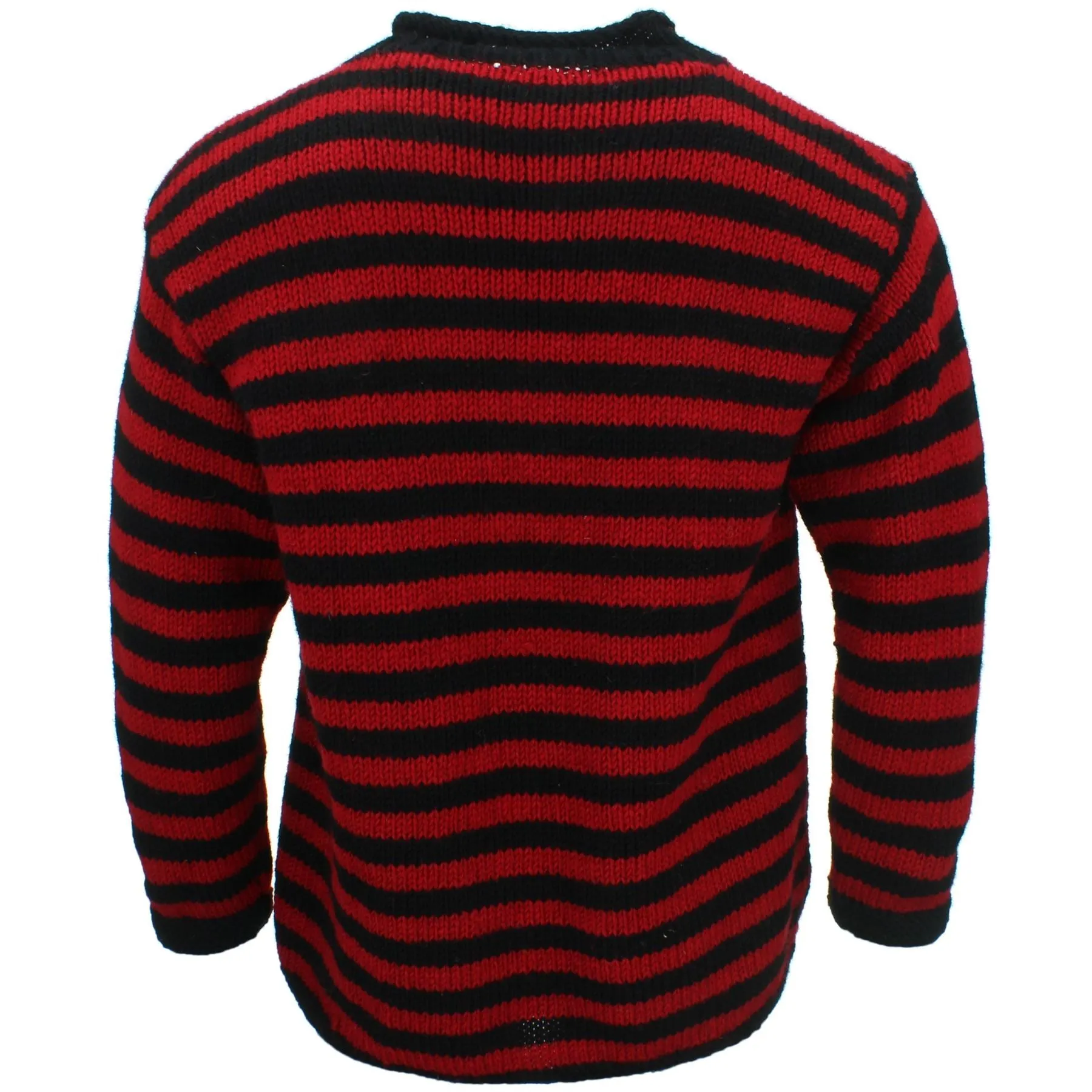 Chunky Wool Knit Jumper - Stripe Red Black