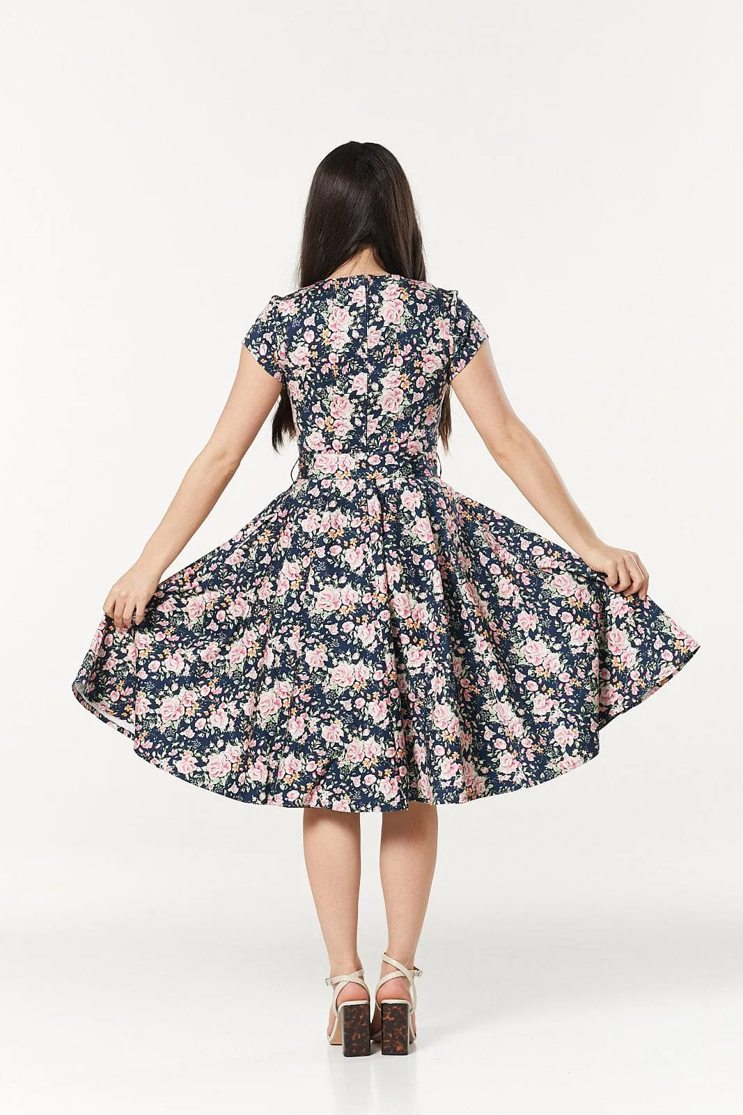 Cleo Floral Fit and Flare, Skater Midi Floral Dress