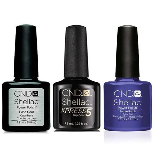 CND - Shellac Xpress5 Combo - Base, Top & Purple Purple (0.25 oz)