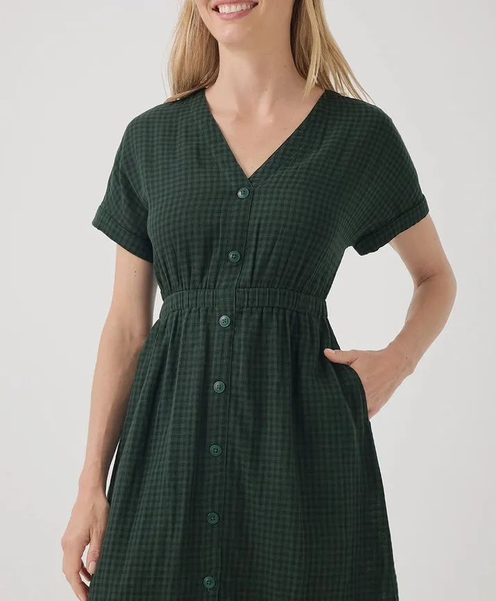 Coastal Double Gauze Short Sleeve Dress - Mountain View Gingham