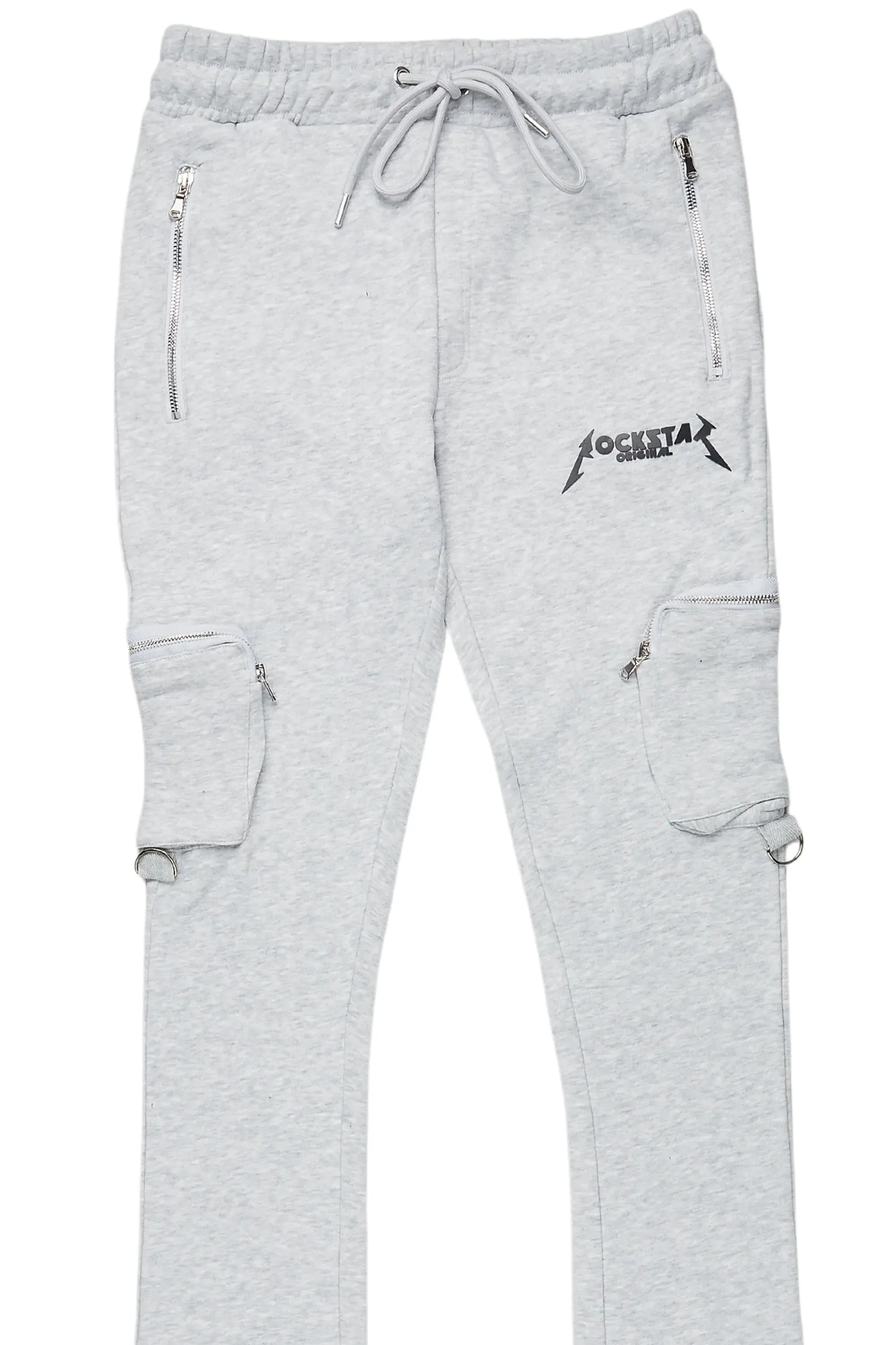 Colin Heather Grey Stacked Flare Trackpant