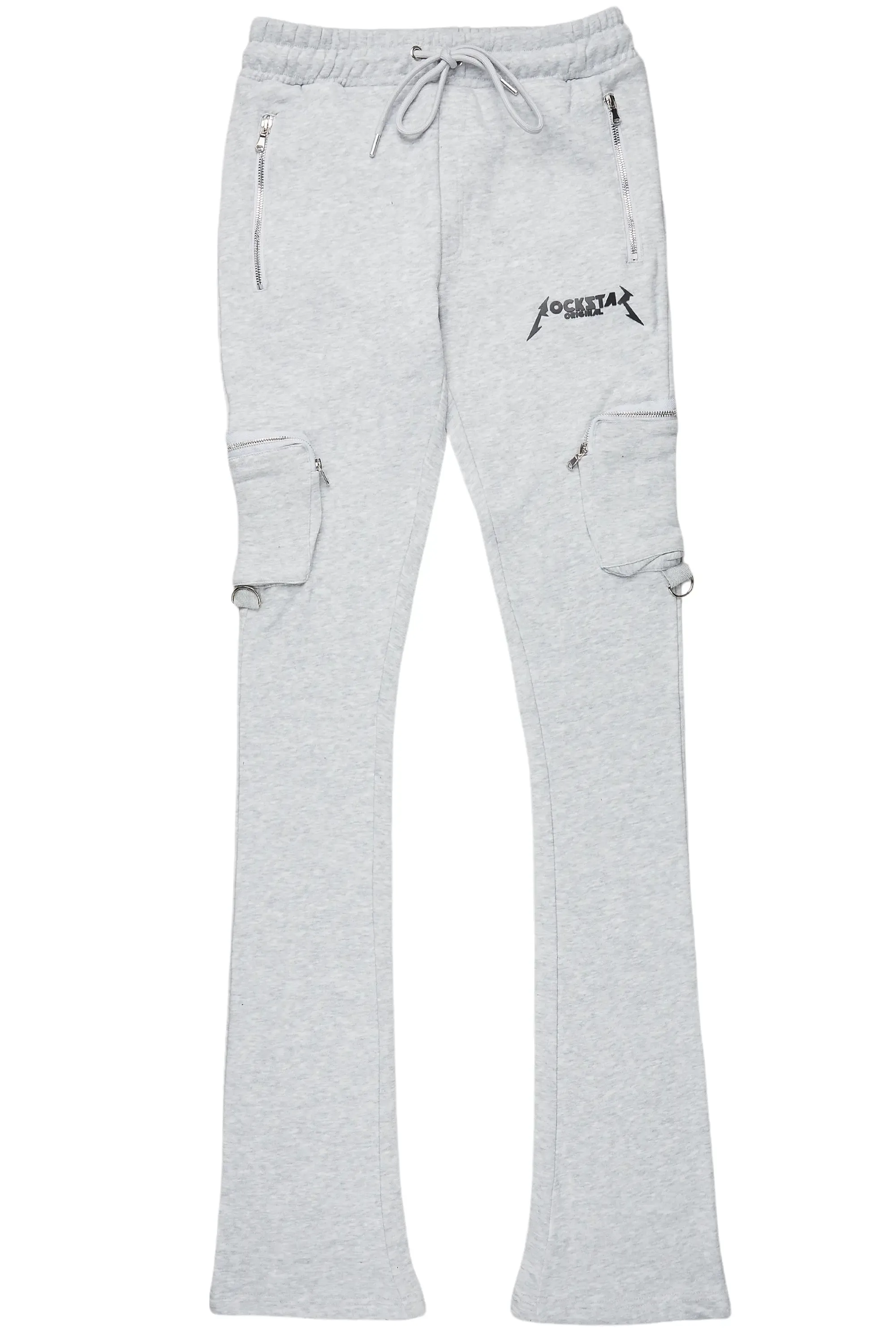 Colin Heather Grey Stacked Flare Trackpant