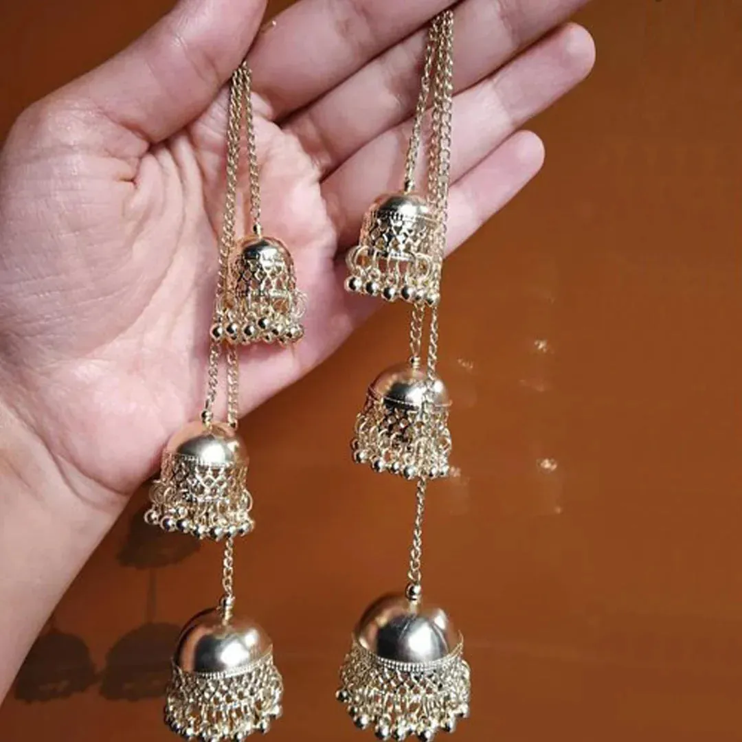 Combo Of 2 Long Chain Triple Layered Afghani Earrings