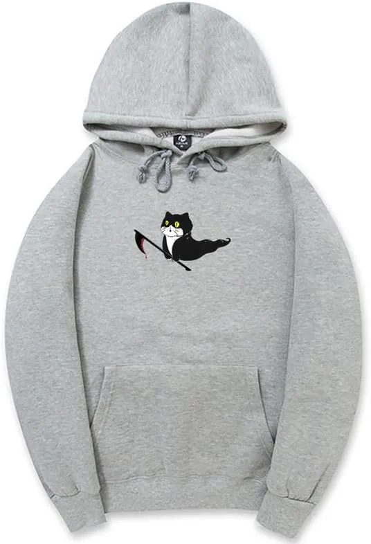 CORIRESHA Unisex Ghost Cat Hoodie Long Sleeve Drawstring Casual Halloween Sweatshirt