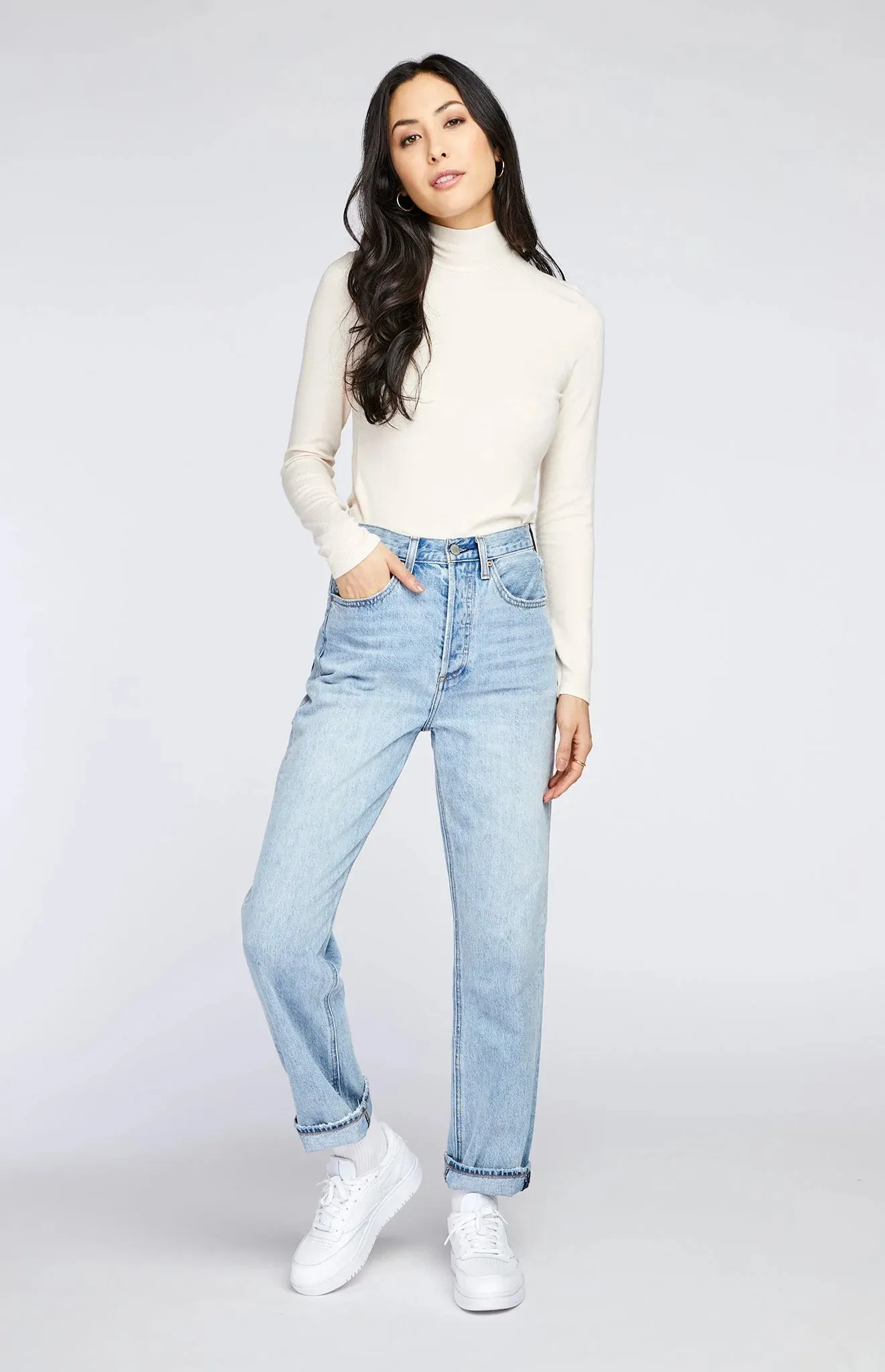 Creme Ribbed Turtleneck Noah Top