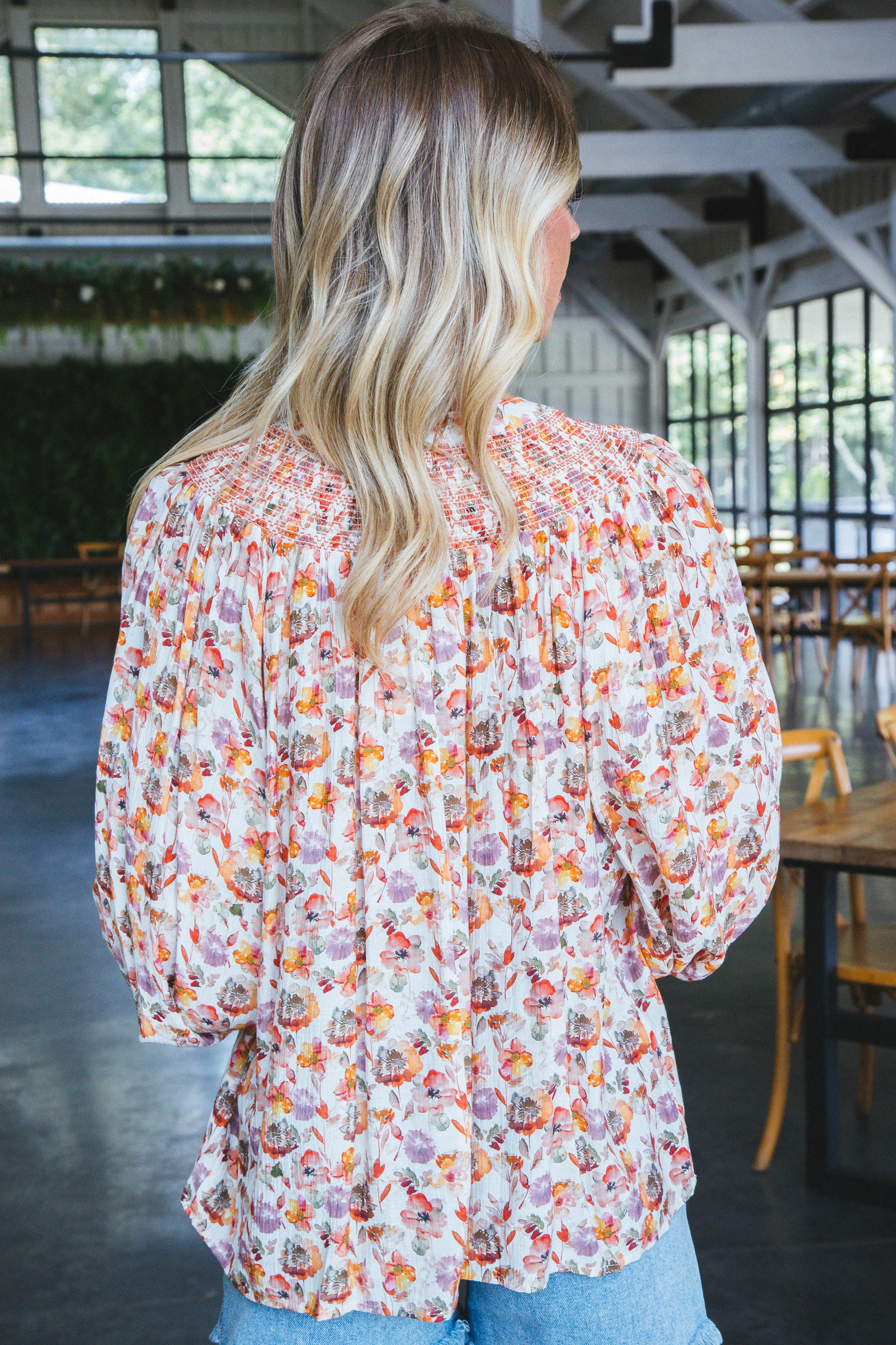 Crystal Floral Blouse, Rust