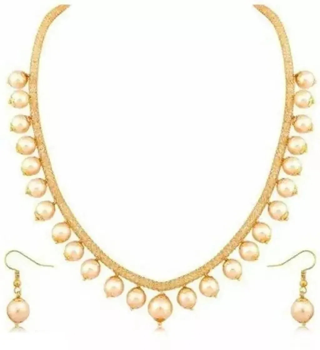 Dazzling Moti Gold Plated Pearl Jewellery Set