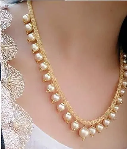 Dazzling Moti Gold Plated Pearl Jewellery Set