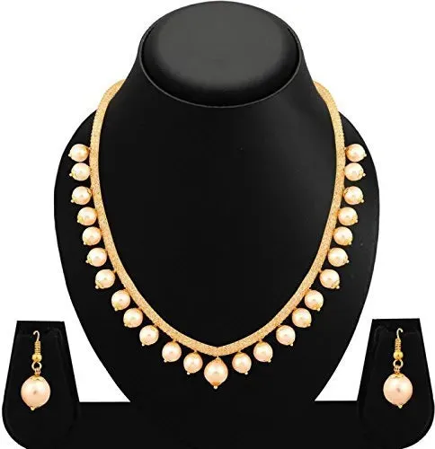 Dazzling Moti Gold Plated Pearl Jewellery Set