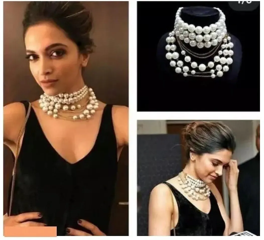 Deepika Padukone Multi-Layer Pearl Choker Necklace