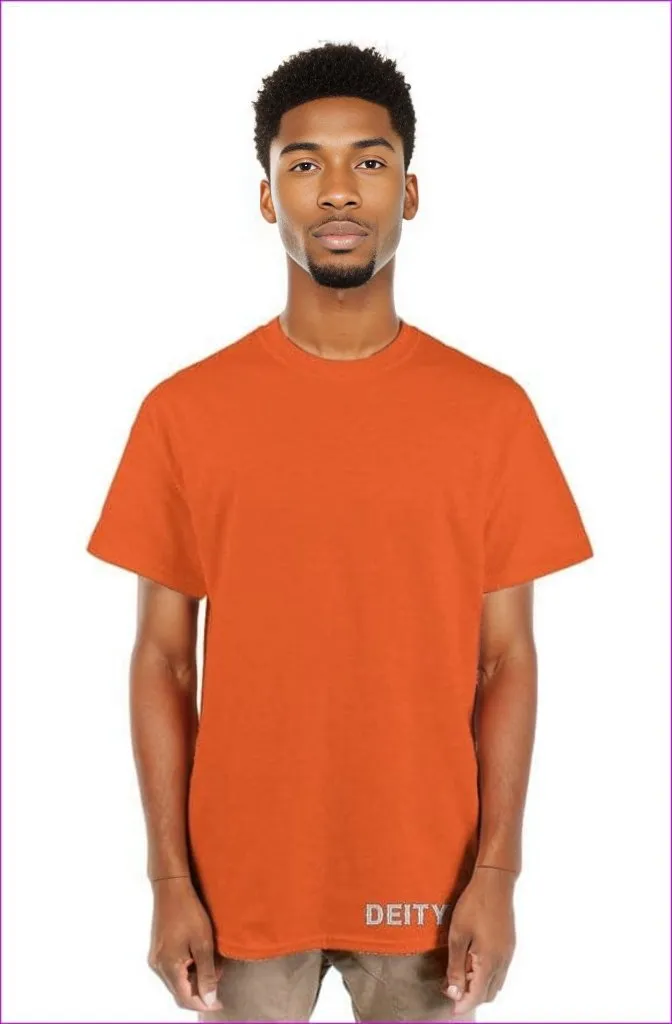 Deity Embroidered Premium Mens Orange Tshirt