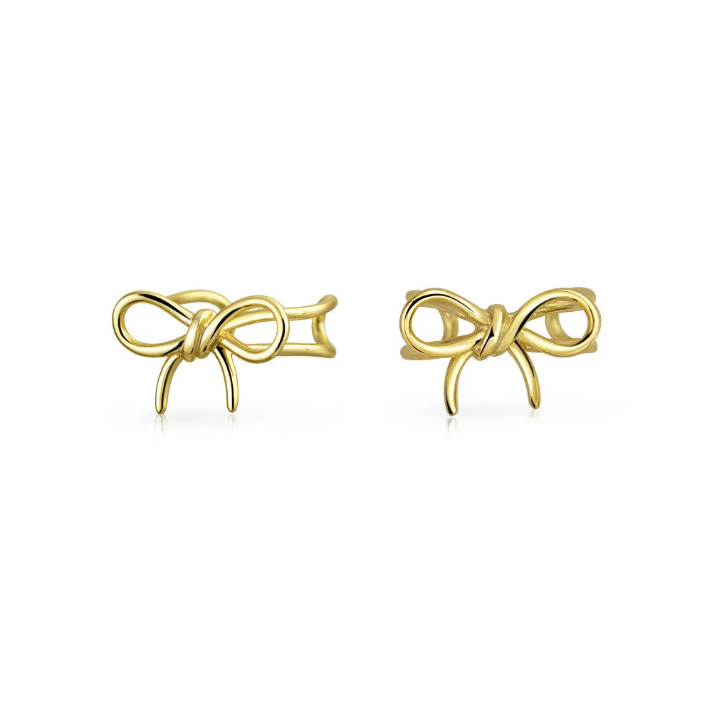 Delicate Simple Twist Cable Ribbon t Bow Stud Earrings Pendant Sterling Silver