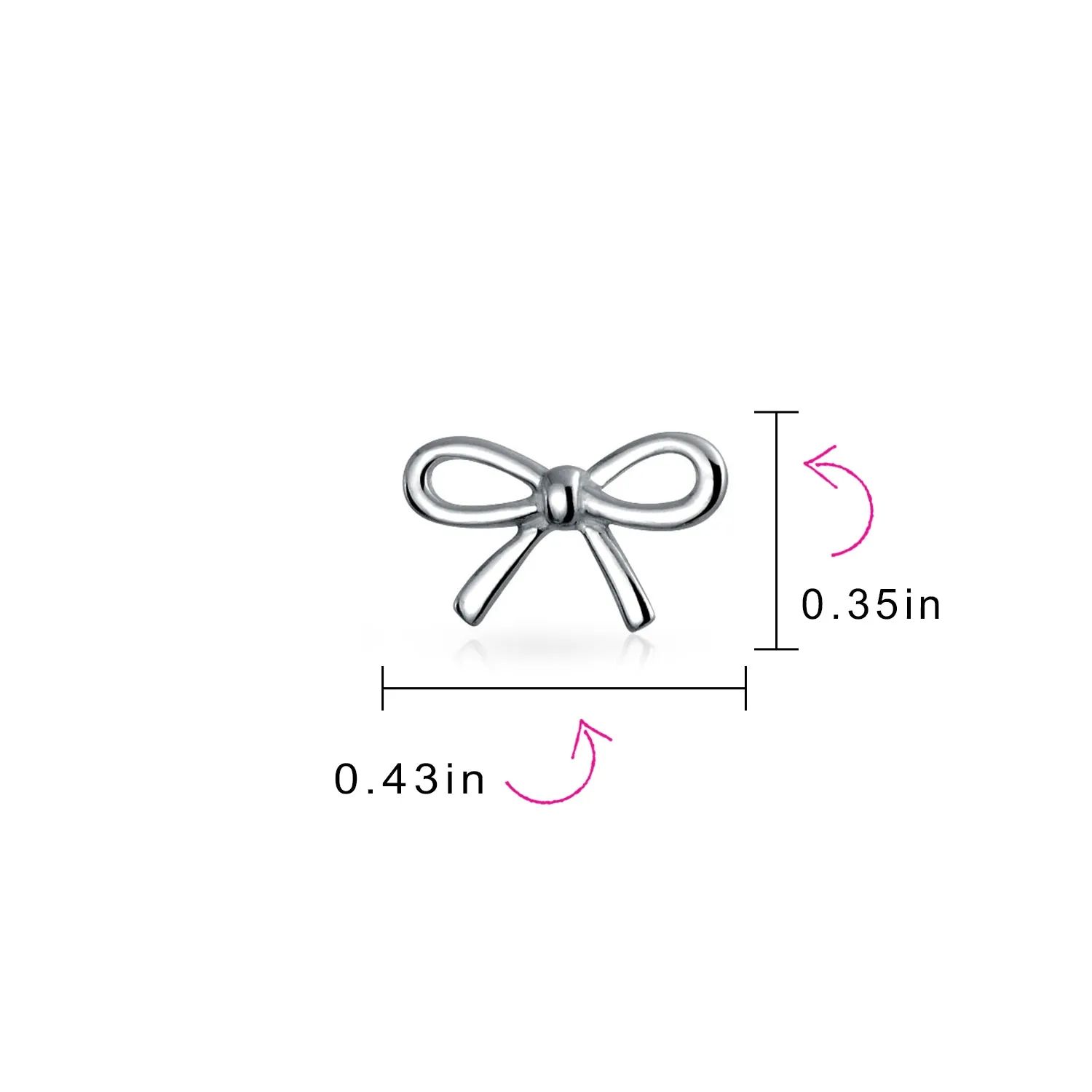 Delicate Simple Twist Cable Ribbon t Bow Stud Earrings Pendant Sterling Silver