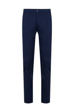 Dynamic Fit Side Pocket Low Waist Cotton Navy Casual Pants