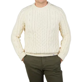 Ecru Merino Wool Hudson Aran Jumper