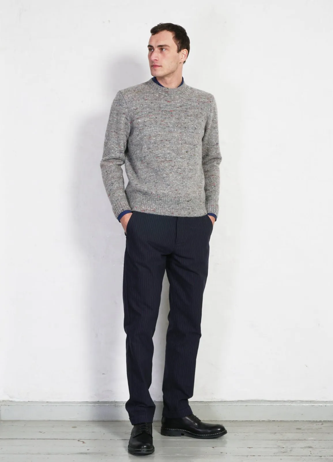 EIVIND | Crew Neck Rib Sweater | Donegal Grey