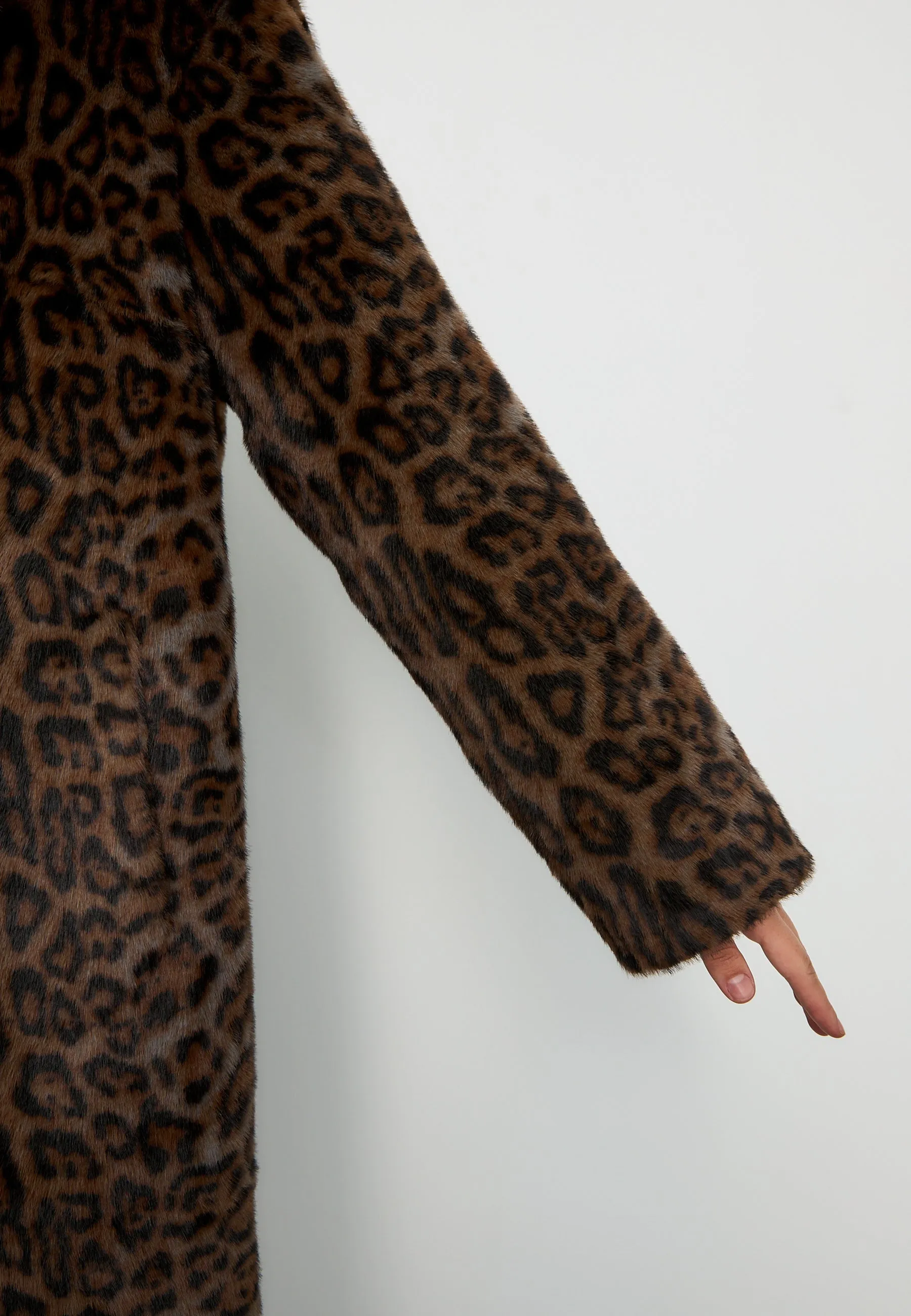 Elegant Leopard Print Faux Fur Coat Ivy