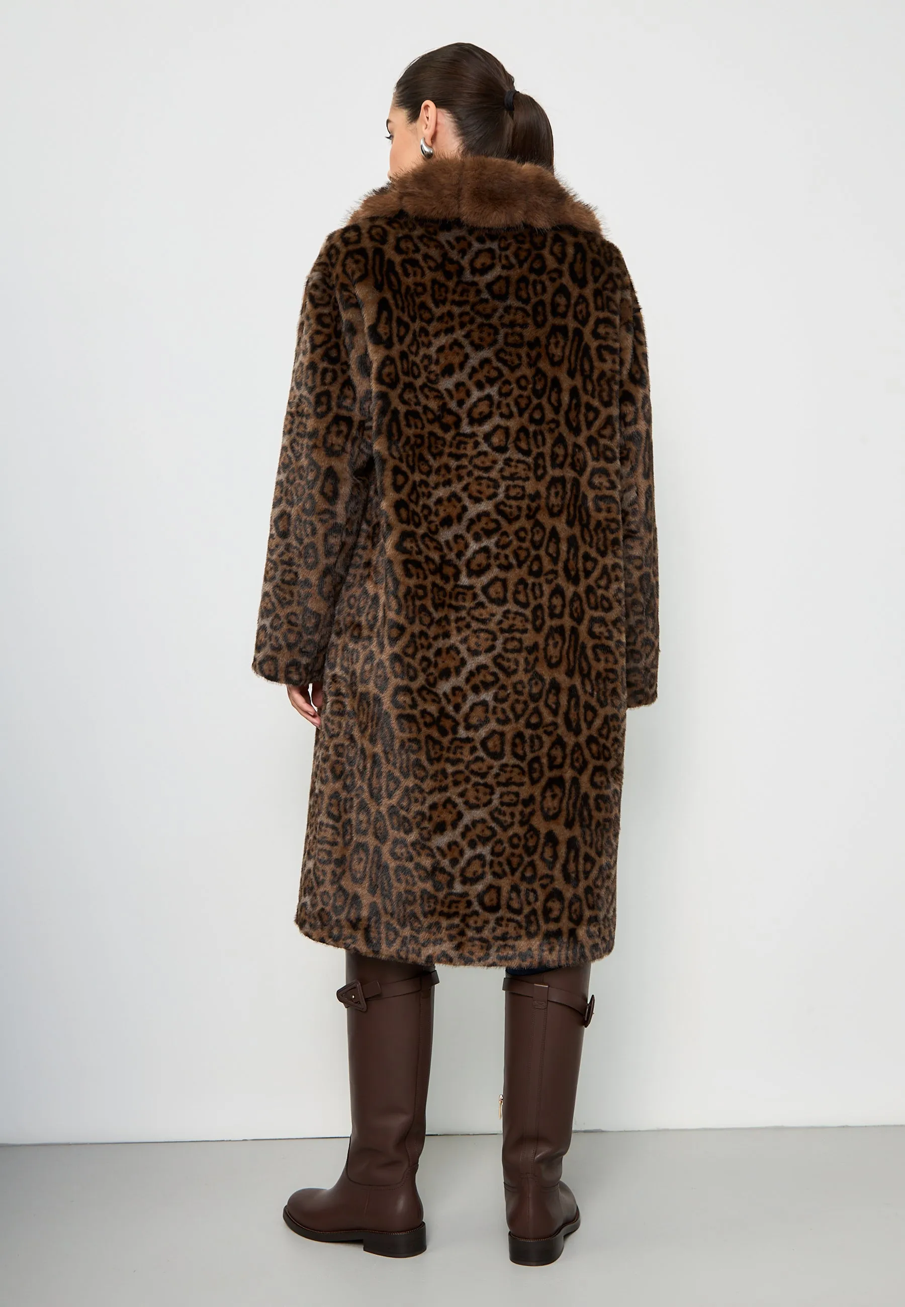 Elegant Leopard Print Faux Fur Coat Ivy