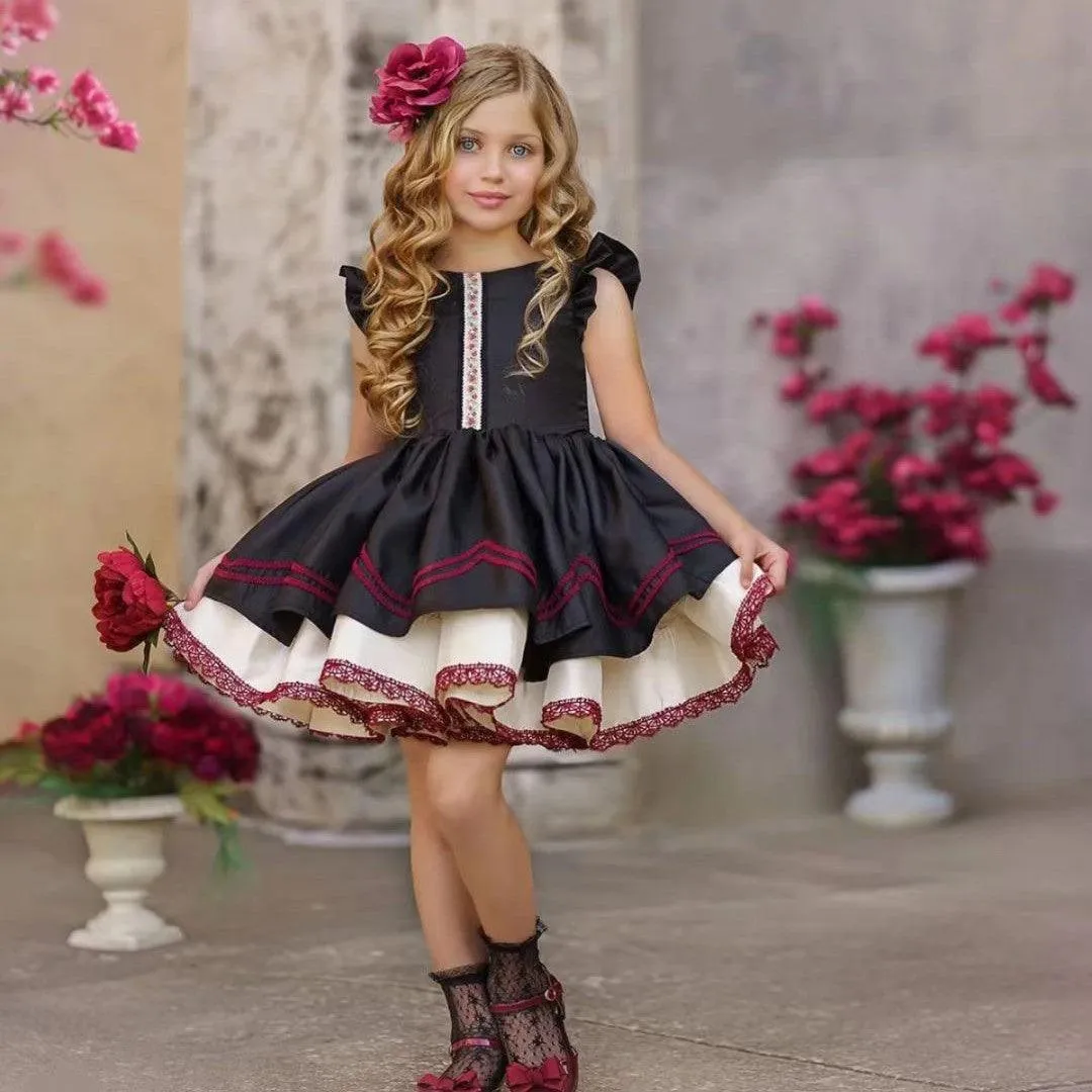 Elegant Princess Style Flower Girl Dress Luxurious Vintage Style Girl's Gown