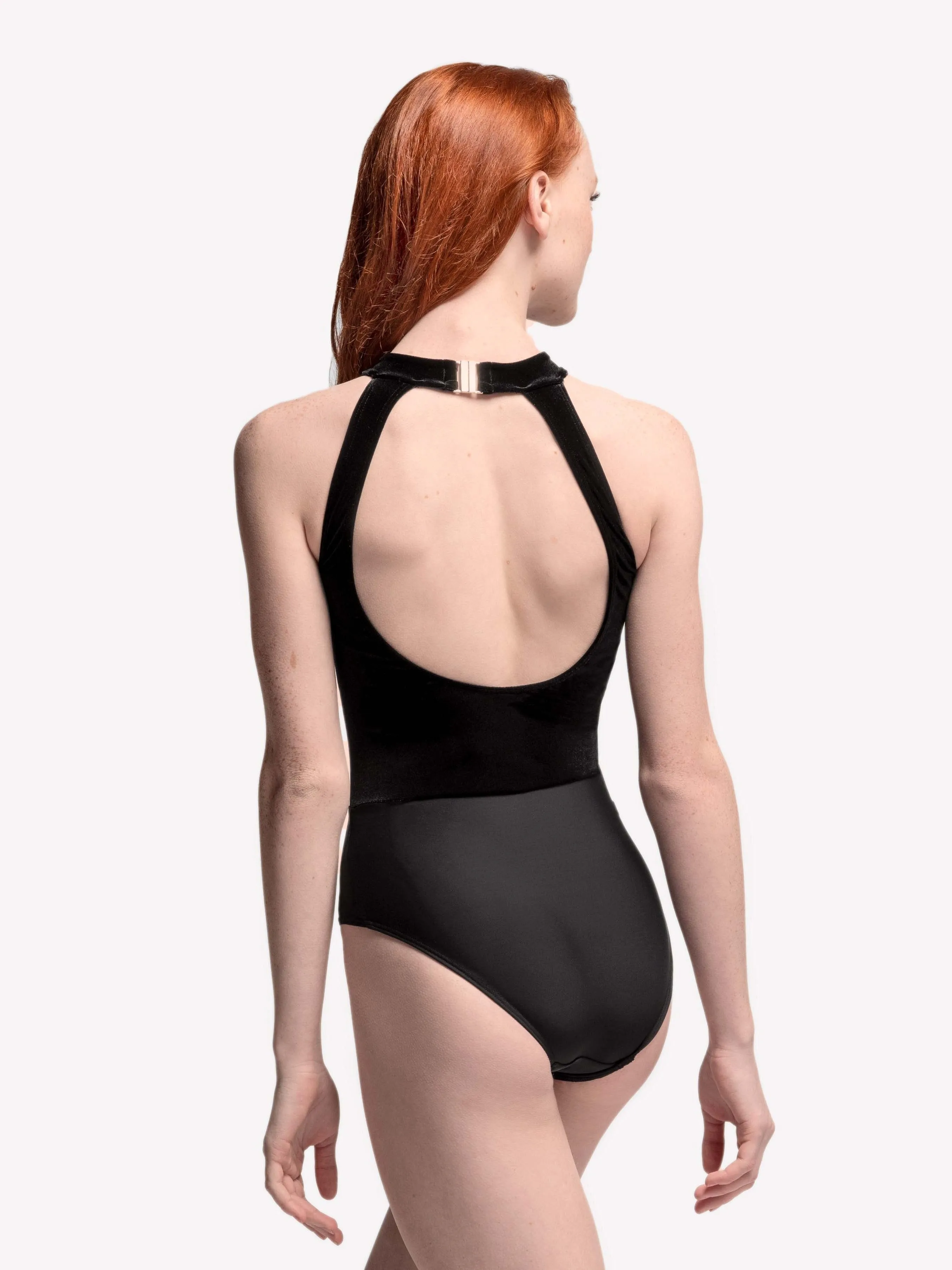 Elysa Black Velvet Leotard RTW