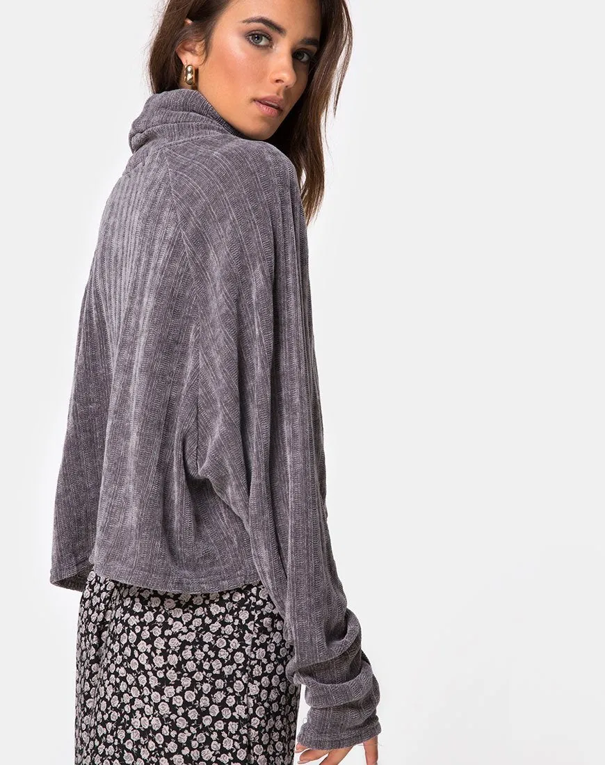 Evie Cropped Sweatshirt in Chenille Grey