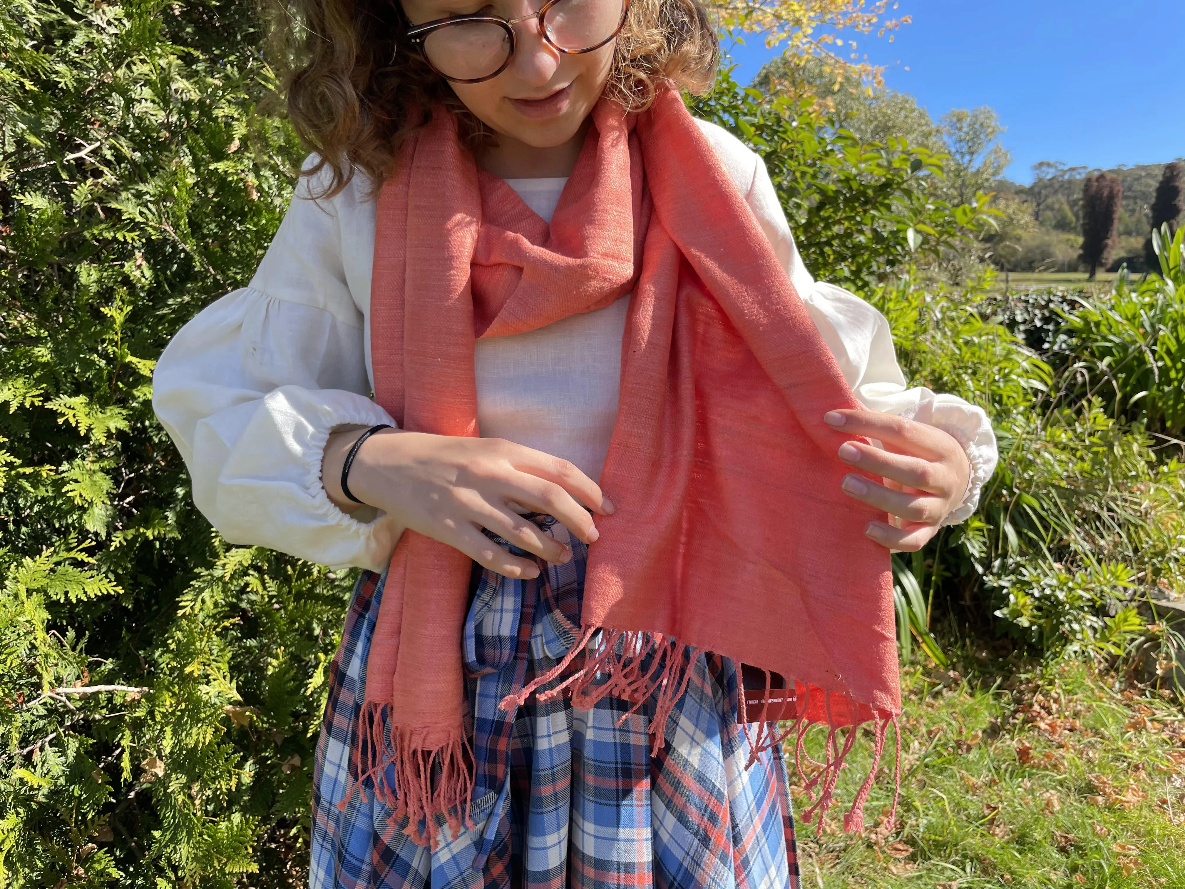 Fair Trade Umbrella Check Skirt - Blue and Orange