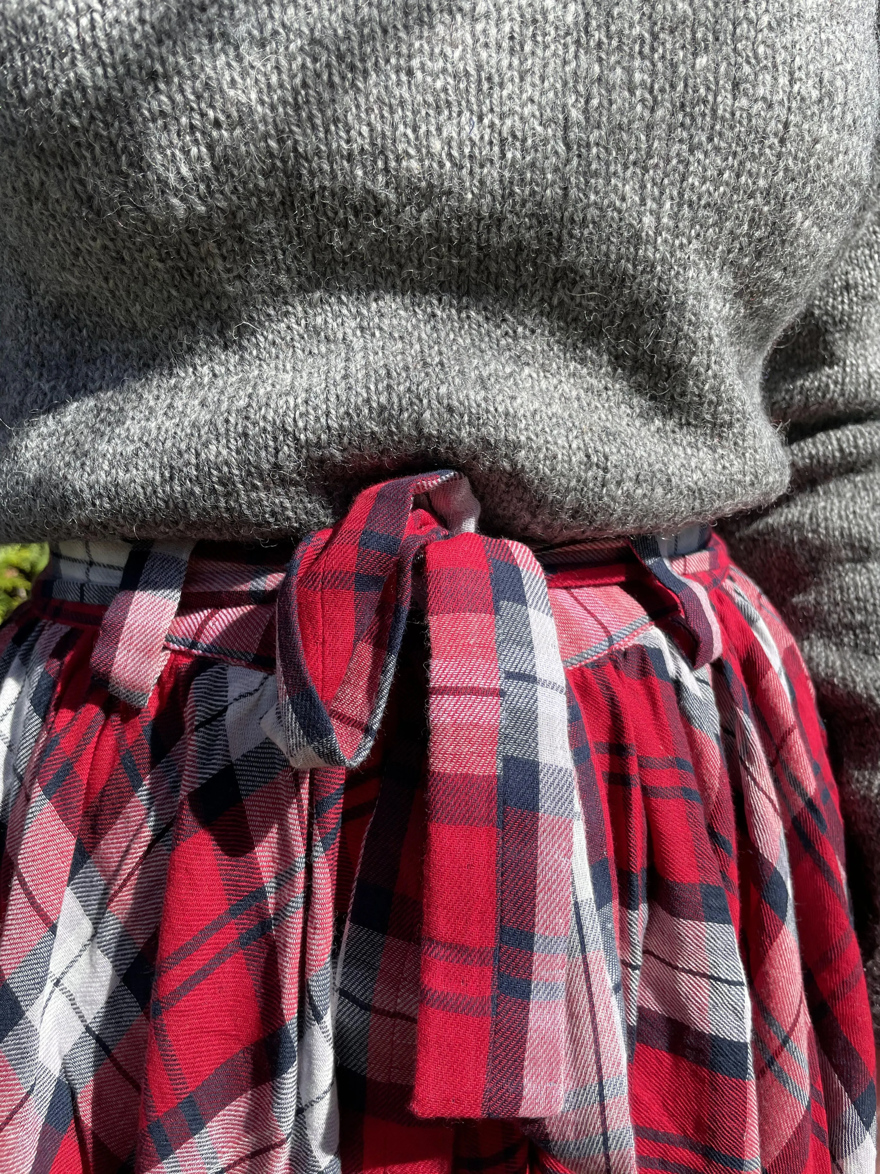 Fair Trade Umbrella Check Skirt - Red