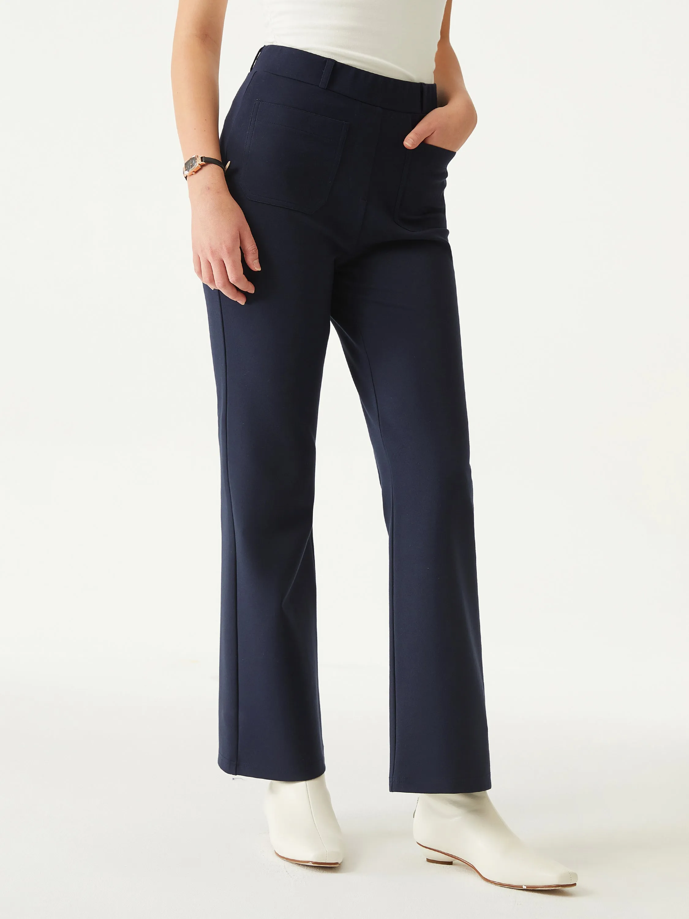 Flared Boot-cut Pull-On Pants