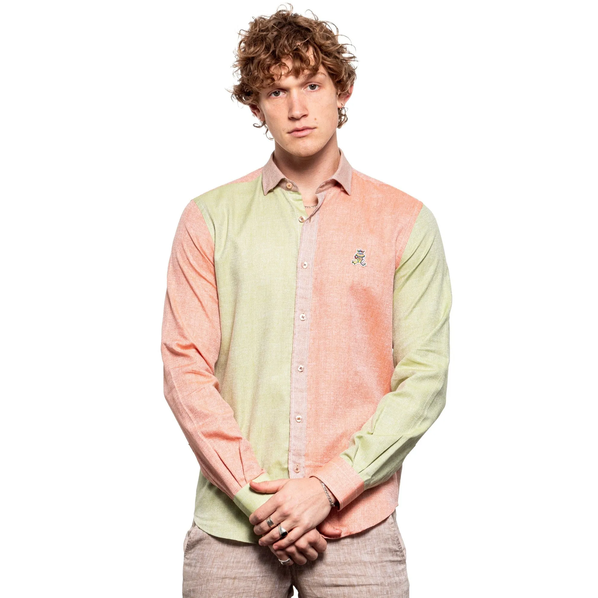 FROG Color Block Button Down Shirt - Summer Fields