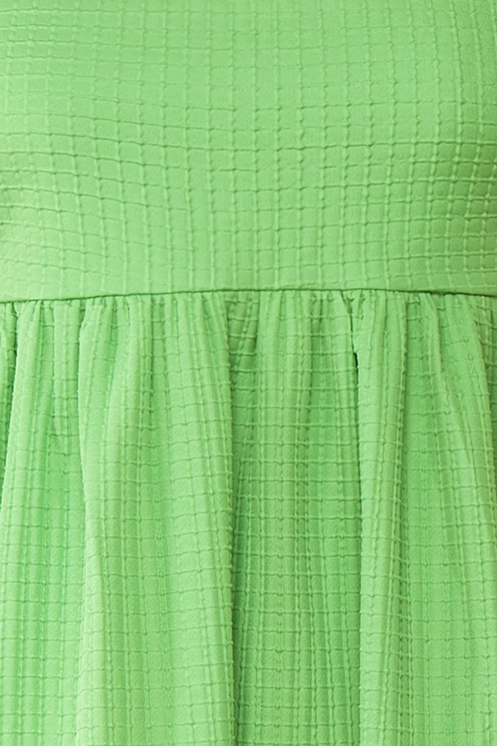 Gilli | Green Waffle Weave Babydoll Midi Dress