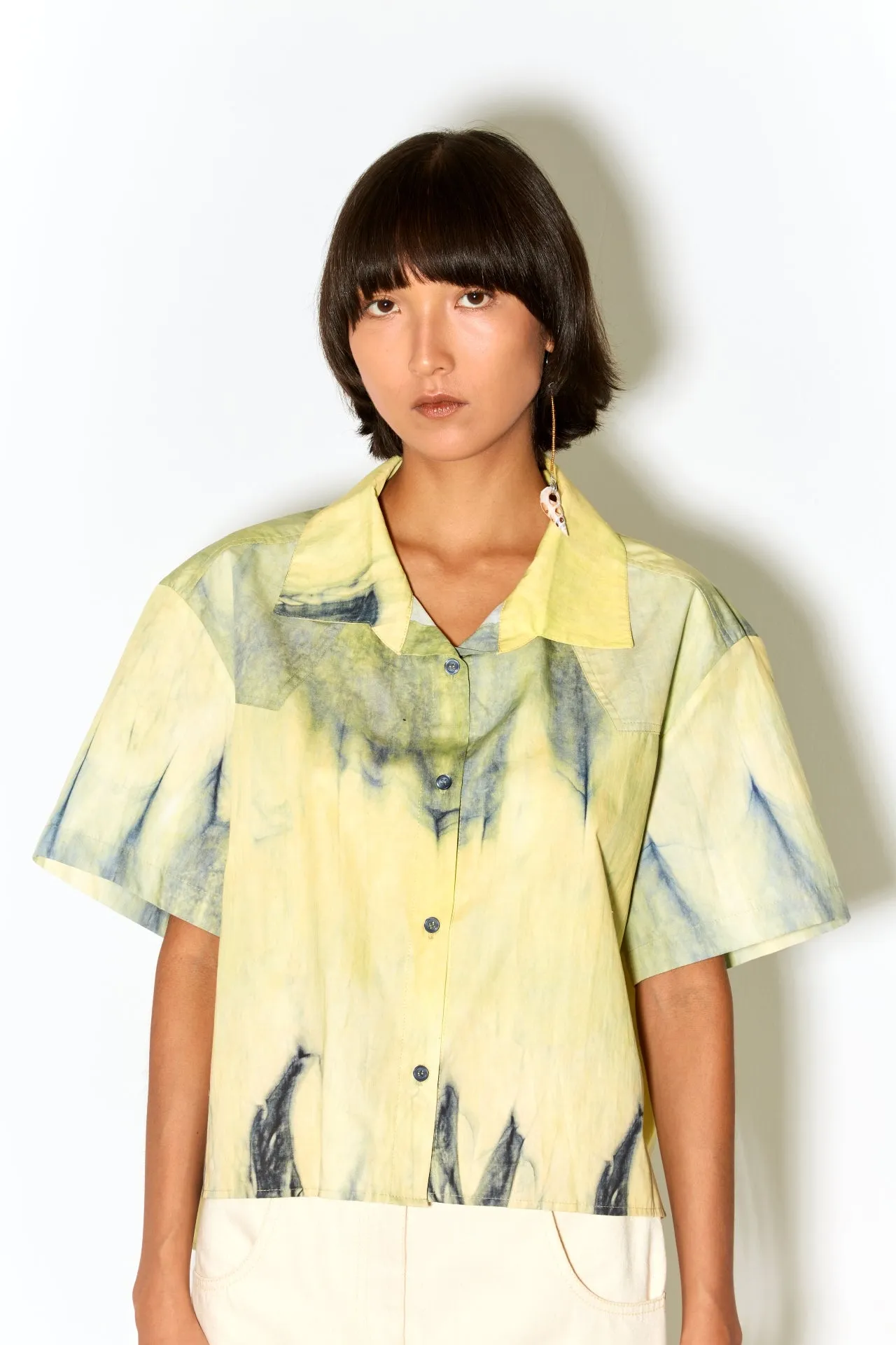 GINA shirt yellow blue marble