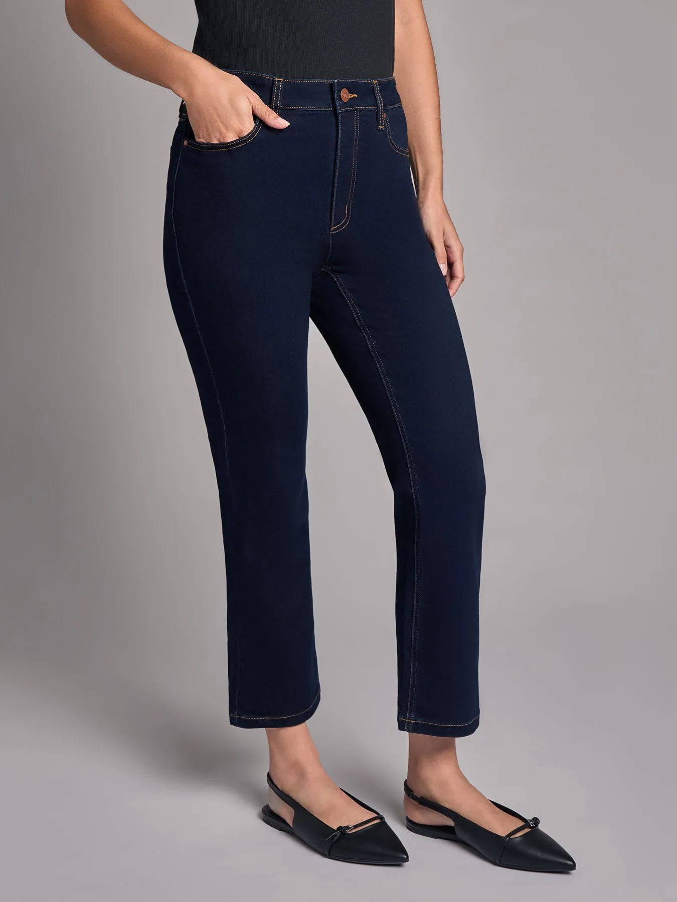 High Rise Cropped Kick Flare Jeans