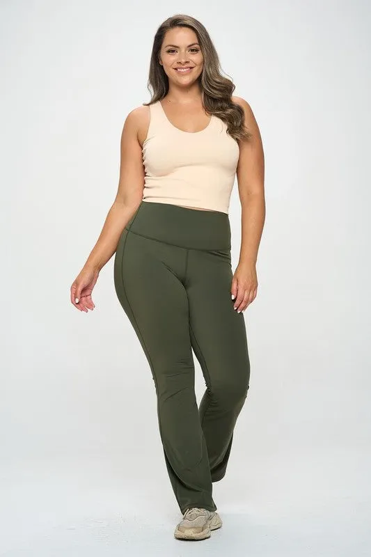 High Waisted Buttery Soft Yoga Flare - Olive