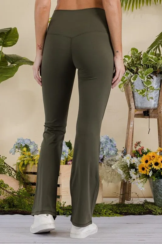 High Waisted Buttery Soft Yoga Flare - Olive