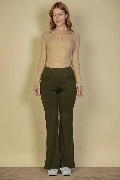 High Waisted Front Pocket Flare Pants - 5 colors