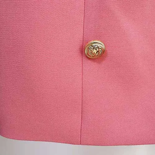 Hight Waisted Pink Formal Skirt Gold-tone Mini Skirt for Ladies