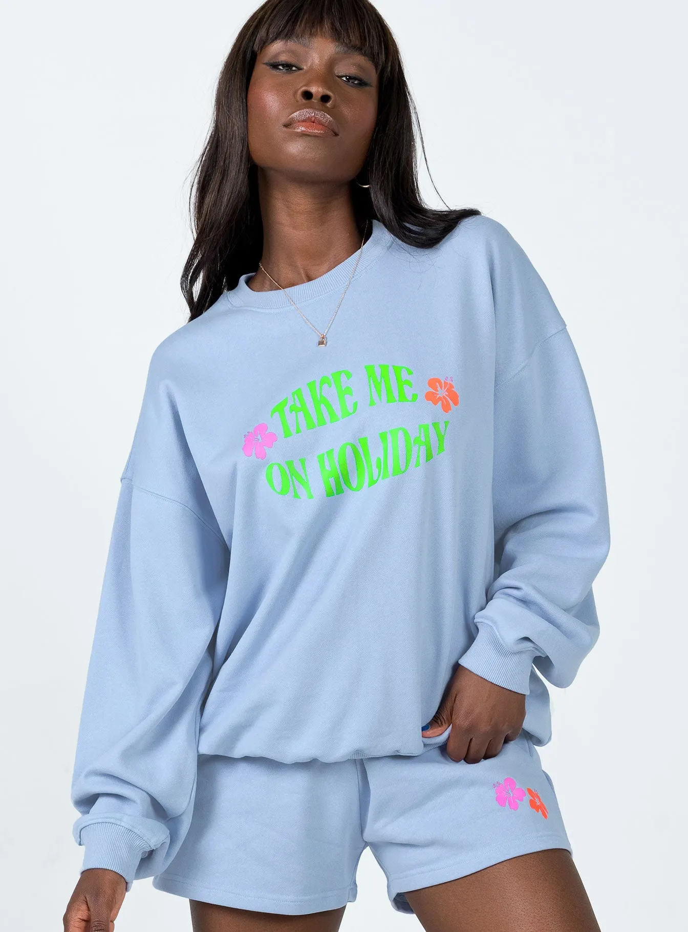 It's A Vibe Crewneck Sweatshirt Light Blue