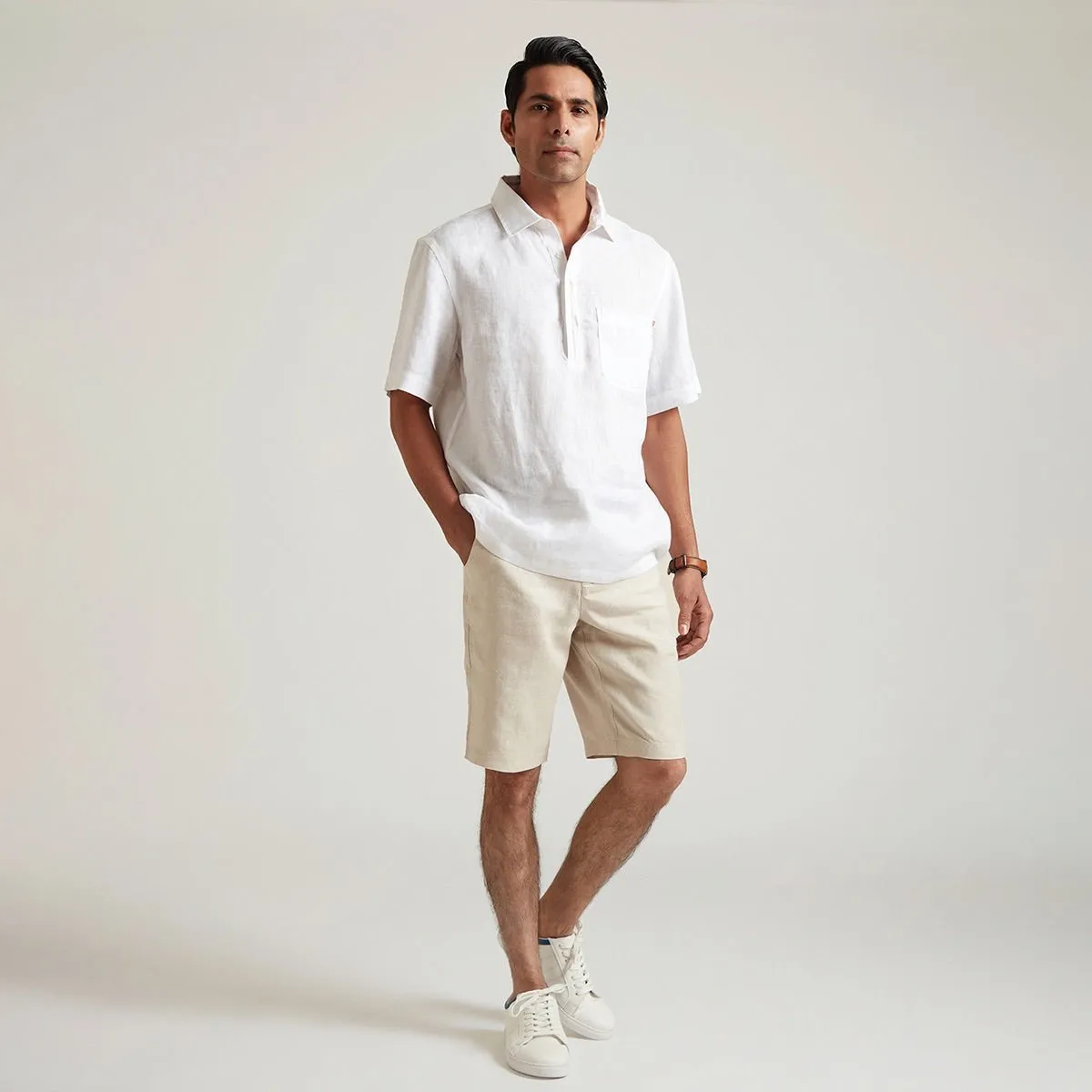 Jack Organic Linen Half Placket Henley Shirt